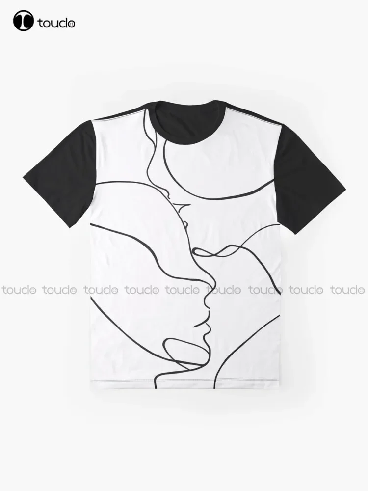 Faces Touching Line Art Graphic T-Shirt Digital Printing Tee Shirts Streetwear Xxs-5Xl New Popular Unisex Christmas Gift