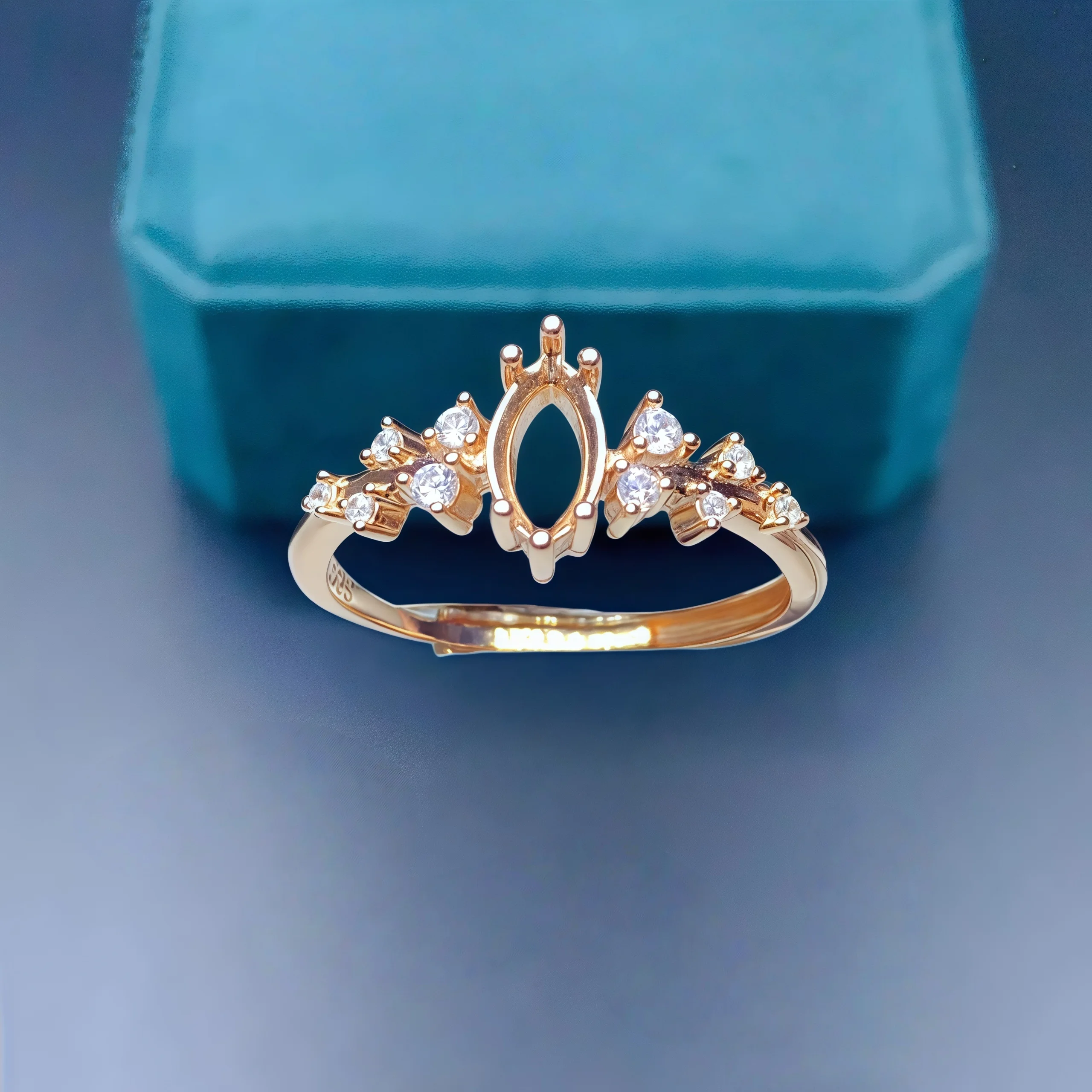 

Setting 4*8mmHorse eye Shape Stone Fashion DIY Empty Ring Holder 925 Sterling Silver Zircon Fine Charm Wedding Jewelry for Woman