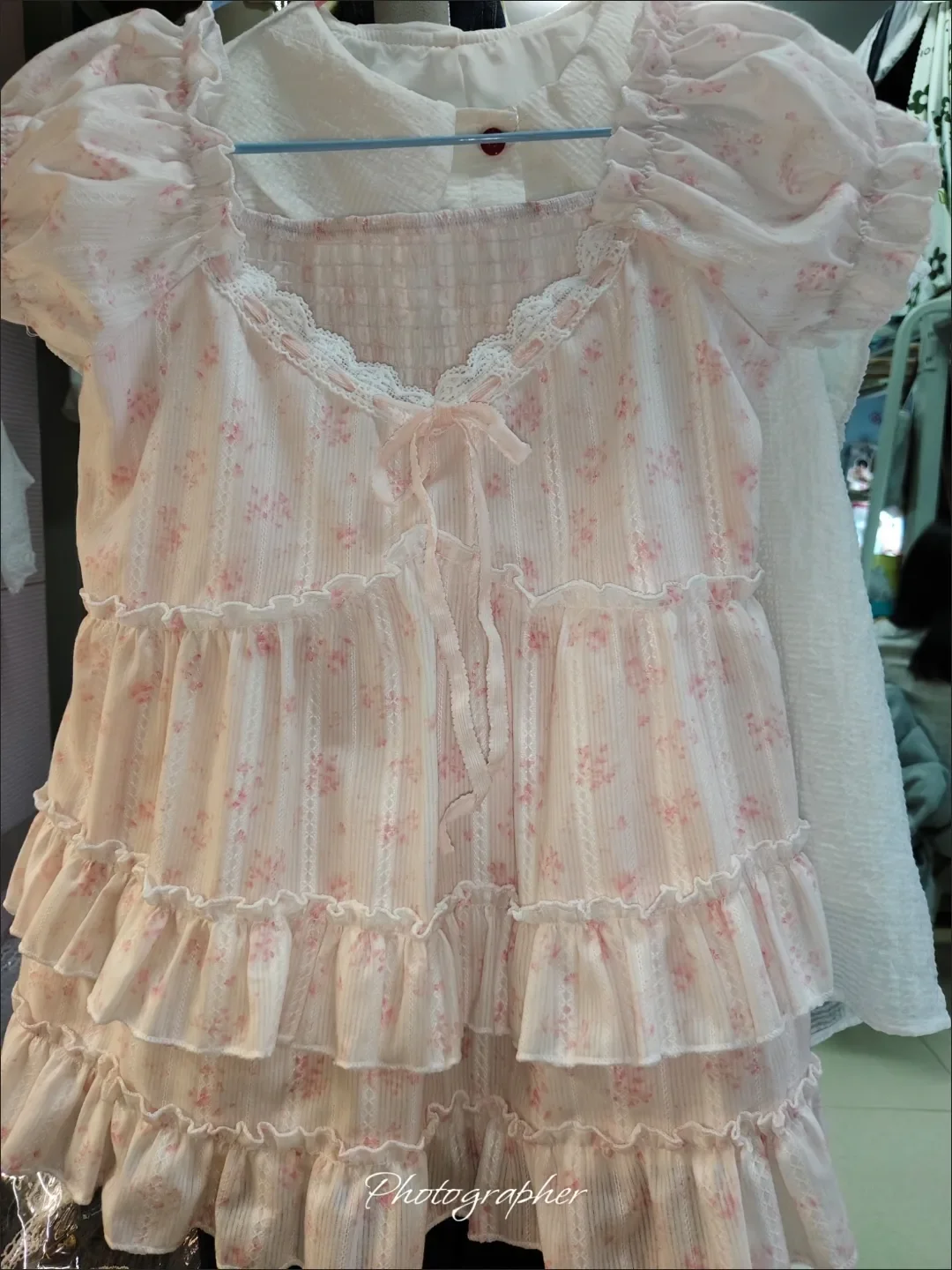 Elegant Coquette Sweet Pink Floral Off-Shoulder Two Way Puff Sleeve Babydoll Top Women Lace Bow Trim Ruffle Hem Casual Wear 2026