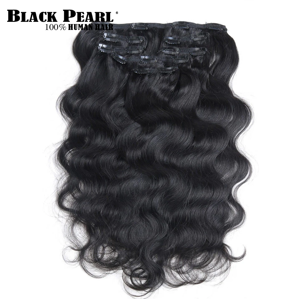 Black Pearl Clip In Human Hair Extensions Body Wave Machine Made Remy Hair 613 Blonde 12inch-20inch Natural 7pcs Set Sale