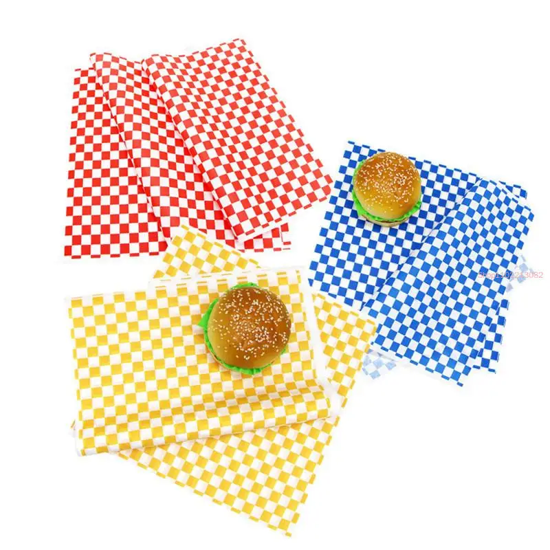 500 Sheet Baking Oil Paper Greaseproof Black and white Checkered Wax Paper Packaging Food Wrappers Printed Disposable Paper set