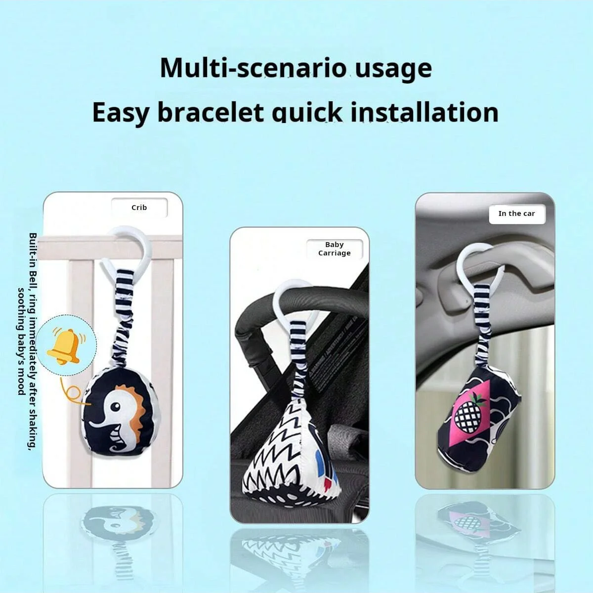 ของเล่นโมบายเด็ก 4 รูปทรง ลูกบาศก์ ทรงกระบอก สามเหลี่ยม สีดำขาว ของเล่นมอนเตสซอรี่สำหรับเตียงเด็ก กระตุ้นประสาทสัมผัสสำหรับทารกแรกเกิด ของขวัญสำหรับเด็กแรกเกิด