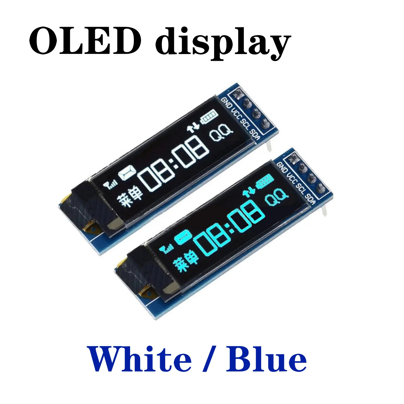 0.91 Inch OLED 128x32 I2C IIC SSD1306 White Blue LCD LED Display Module Screen 3.3V 5V for Arduino Raspberry Pi ESP32 DIY