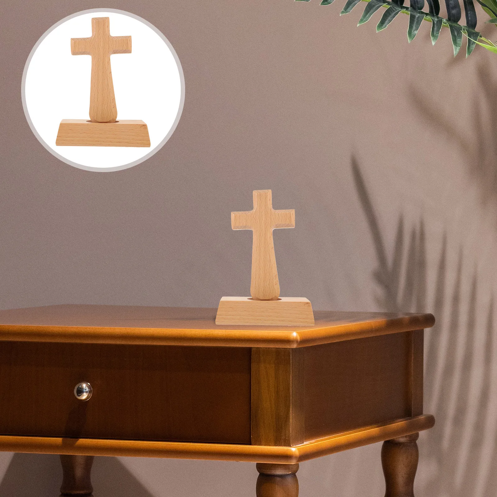 

Wooden Cross Decoration Beech Craft For Home Office Desktop Table Decor Religious Ornament Party Diy