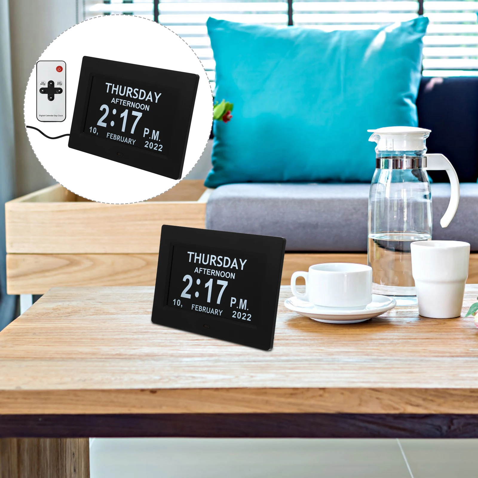 

1 Pcs 7 Inch Digital Day Clock with Large Date Display for Elderly Home Office Calendar and Alarm Function