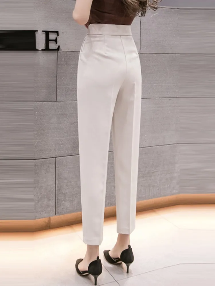 Office Lady Elegant Pencil Pants New 2022 Spring Korean Style All-match Straight High Waist Women Ankle-length Pants W1069