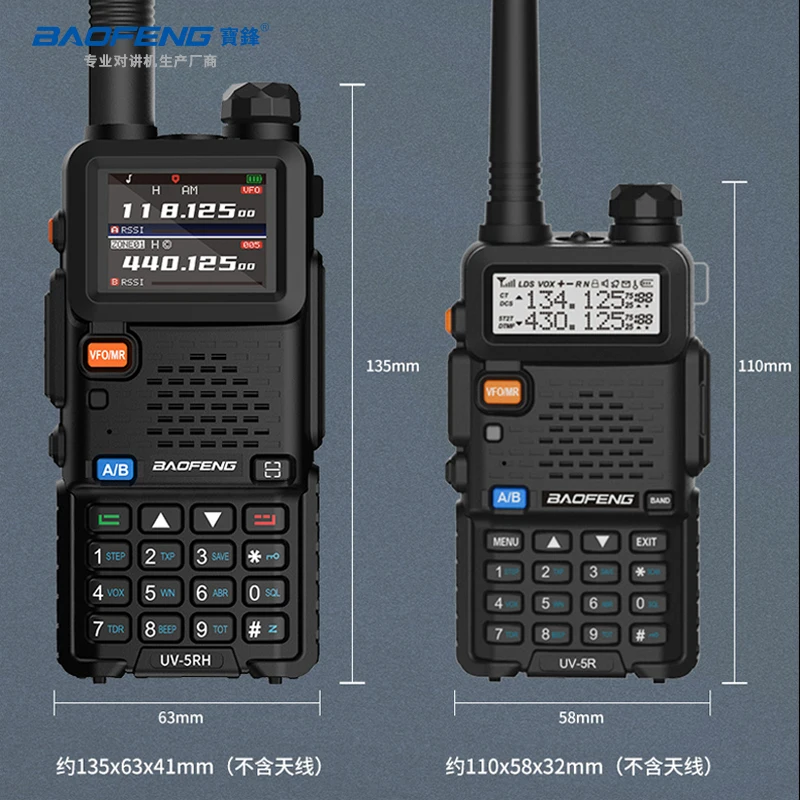 Dual-band Radio Baofeng UV-5RH 999CH 10W Two-way Walkie Talkie Type-C New Model