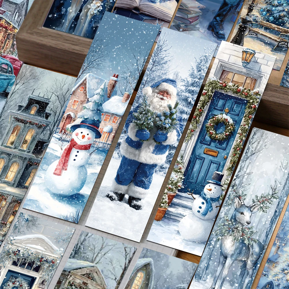 30 Stück blaue Weihnachts-Lesezeichen, Leseseiten, Bücher, markiert, Studenten, Schreibwaren, DIY, ästhetische Lesezeichen, Festival-Geschenke