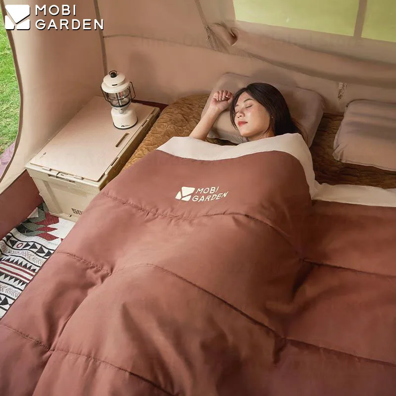 

MOBI GARDEN Outdoor Camping Sleeping Bag Spring Summer Double Thickened Four Seasons Thin Brushed Soybean Fiber Quilt Crescent