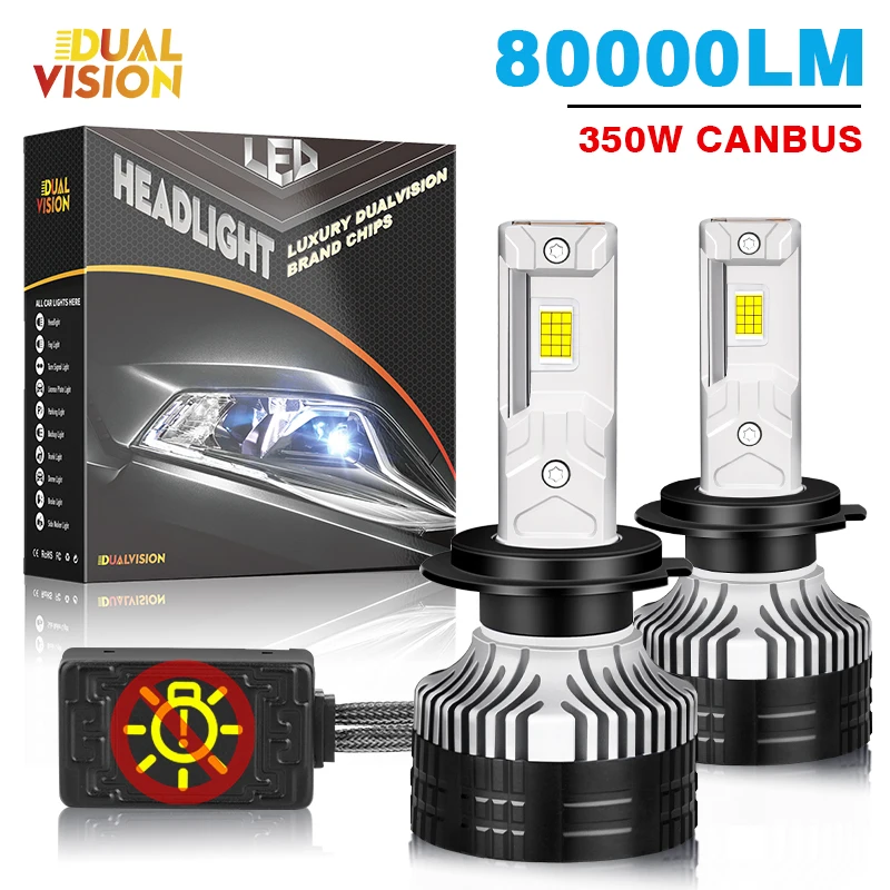 

K7C H7 LED 80000LM Фары Canbus 6000K 3 Медная трубка H1 H4 H11 9012 HIR2 H8 H9 9005 9006 HB3 HB4 Высокая мощность 9084 CSP Чипы