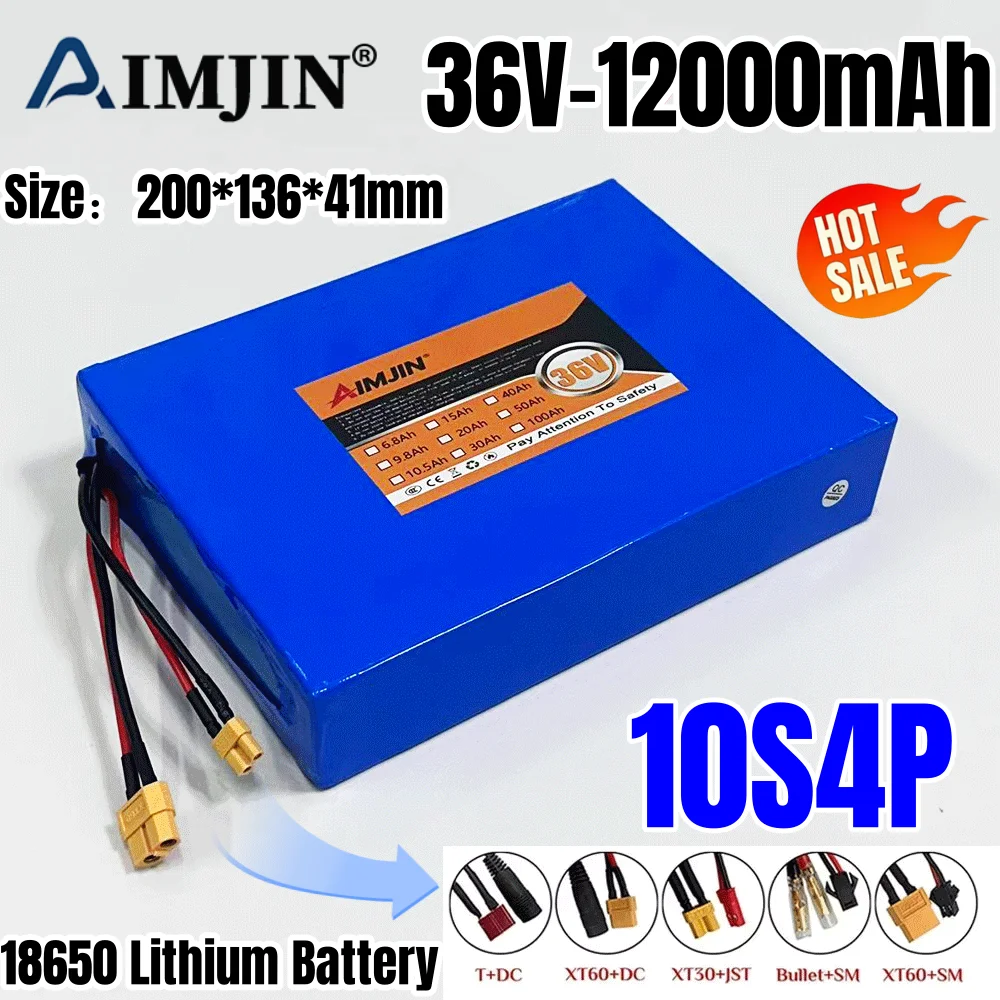 36V 12AH lithium-ion 10S4P battery pack 18650 auxiliary Suitable for electric commuting, commuting tool