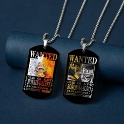 2024 One Piece Luffy 3 billion Wanted colorful printed jewelry stainless steel necklace exquisite holiday gifts