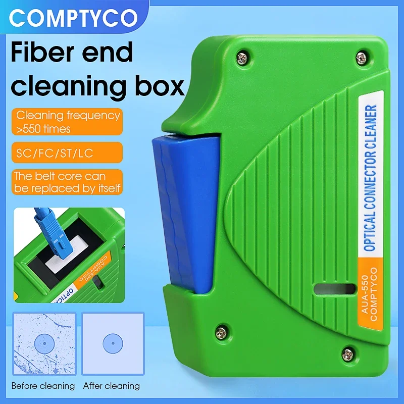 

COMPTYCO AUA-550 Fiber End Face Cleaning Box SC/FC/ST/LC Connector Wiping Tools Fiber Optic Cleaning Box