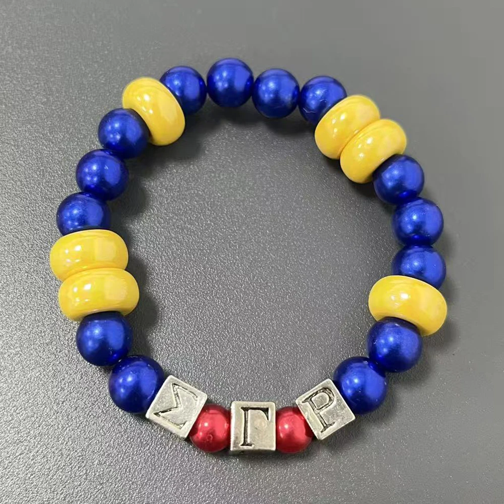 University Sorority Sisterhood Organization Party SGR Greek Letters Bead Elastic Bracelet