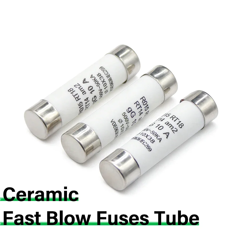 10~100pcs Carton,Ceramic Fuse Tube 0.5 1 2 3 4 5 6 8 10 15 16 20 32A Fuse 5x20mm 6x30mm 10x38mm 250/500V Fast Blow Fuses Tube