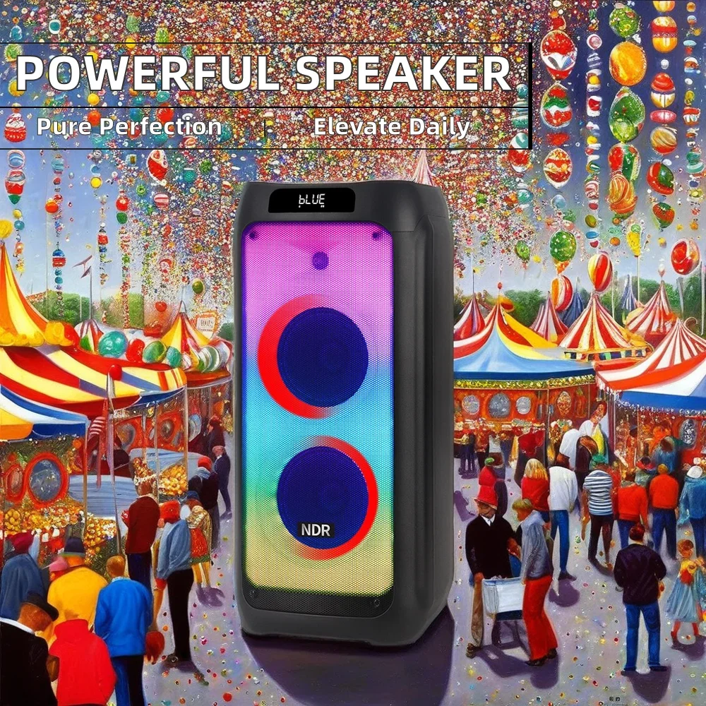 

NDR-810 8\" RGB 40W Portable Wireless Speaker With Microphone Active DC Power Source AUX Communication Powerful Bass Outdoor Use