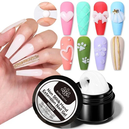 BORN PRETTY 15ml escultura 3D Gel de extensión de manos antiadherente claro blanco lechoso tallado arte floral barniz acrílico de construcción rápida