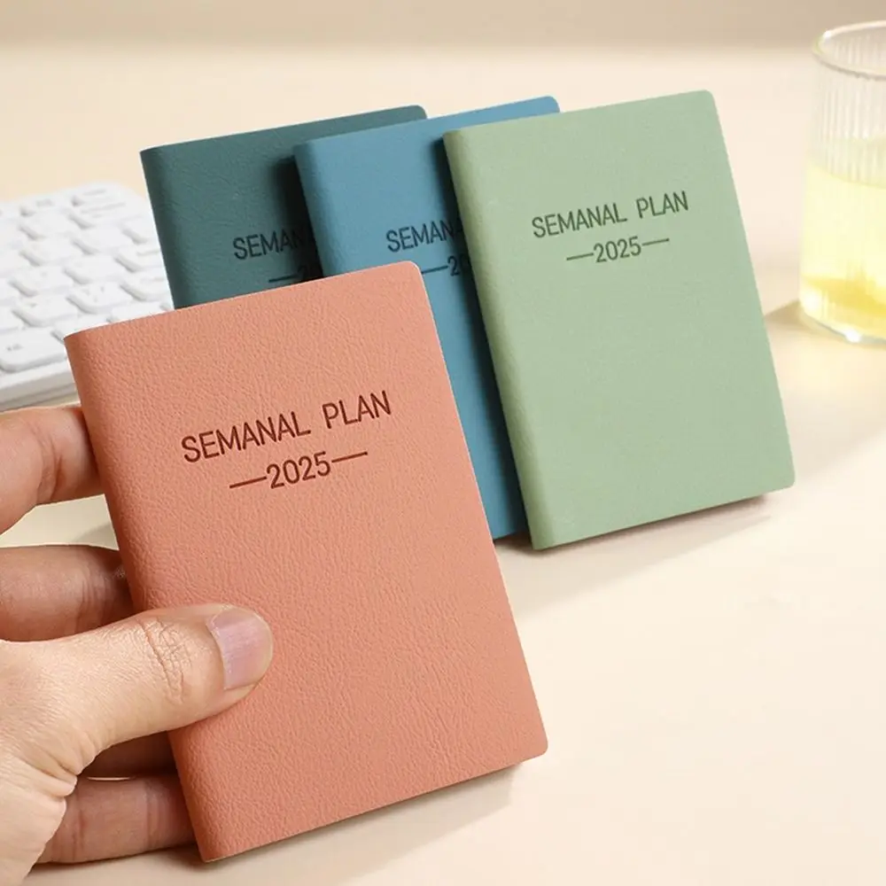 Simple Portable 2025 Agenda Book Softside Spanish A7 To Do Planner Self-Disciplined Weekly Planner Schedule Writing Pads Memo