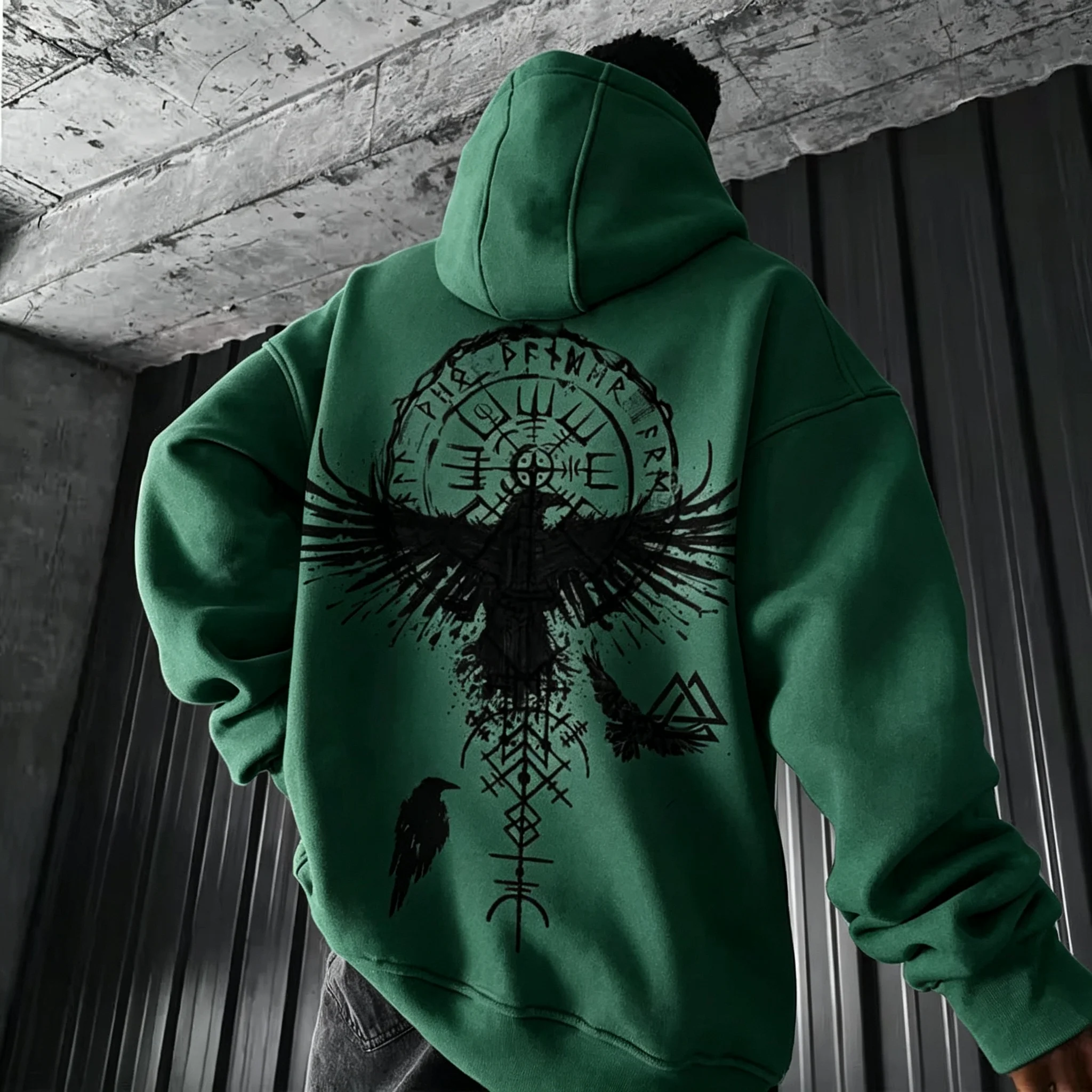 2026 Herren Y2K Viking-Totem-Adler-Print Hoodie Herbst Winter Lässiger Pullover Sweatshirt Lockerer Streetwear Alltags-Outdoor-Sport-Oberteil – Detail 22