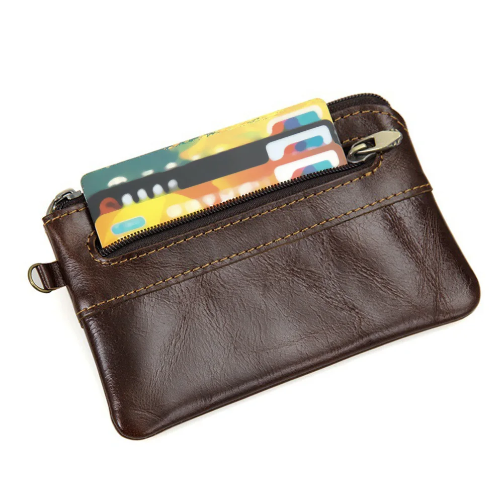 

1Pcs Chocolate Color Small Wallet Men Business Wallet Retro Zipper Design Multi Pocket Portable Money Organizer for Male