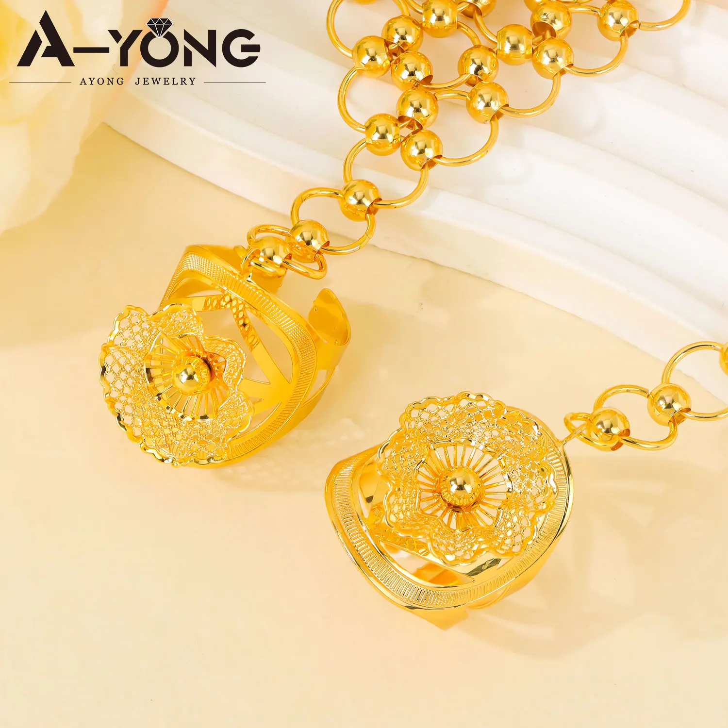 Äthiopisches Brautschmuck-Set Habesha Mode Hohles Armband mit Ring Ohrringe Afrikanischer Damenschmuck für Veranstaltungen und Partys – Detail 11