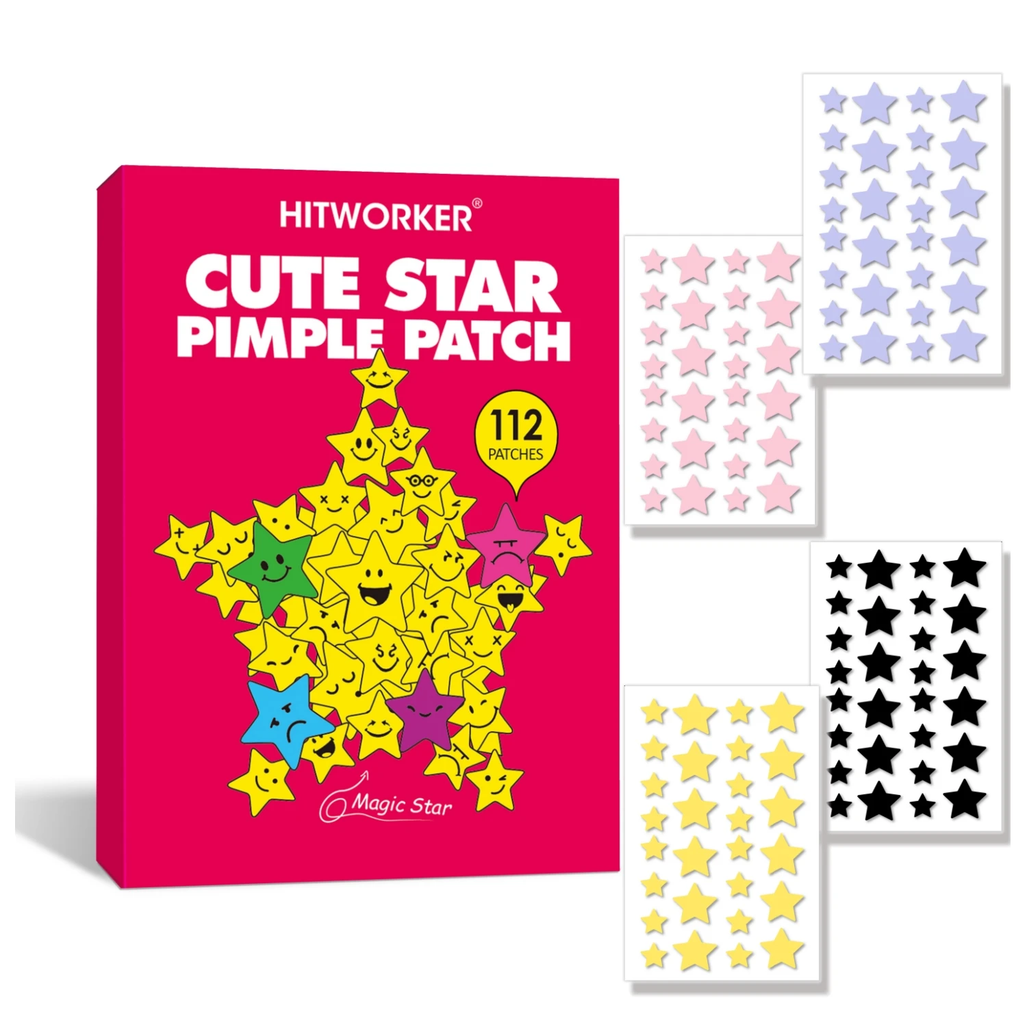

112 Piece Star Acne Patch Set for Men and Women, Suitable for All Skin Types, Oil Free, Alcohol Free