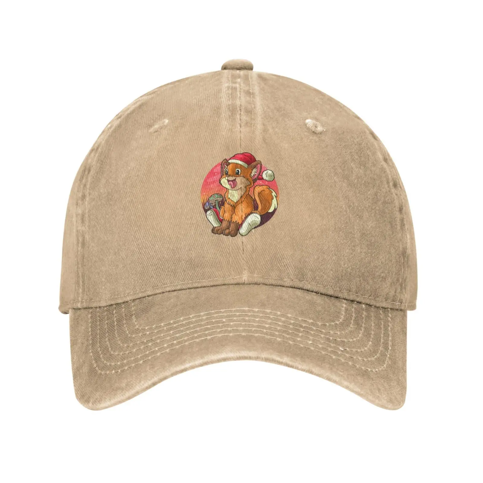 

Cute Fox with Christmas Hat Baseball Cap for Men Women Vintage Trucker Hat Golf Hats Dad Hat Washed Cotton Fashion Cap Unisex