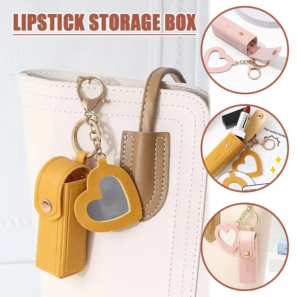 Portable Glitter Lipstick Bags Wallet Keychain Mini Storage Bag For Women Gift Solid Color Lipsticks Protective Cover