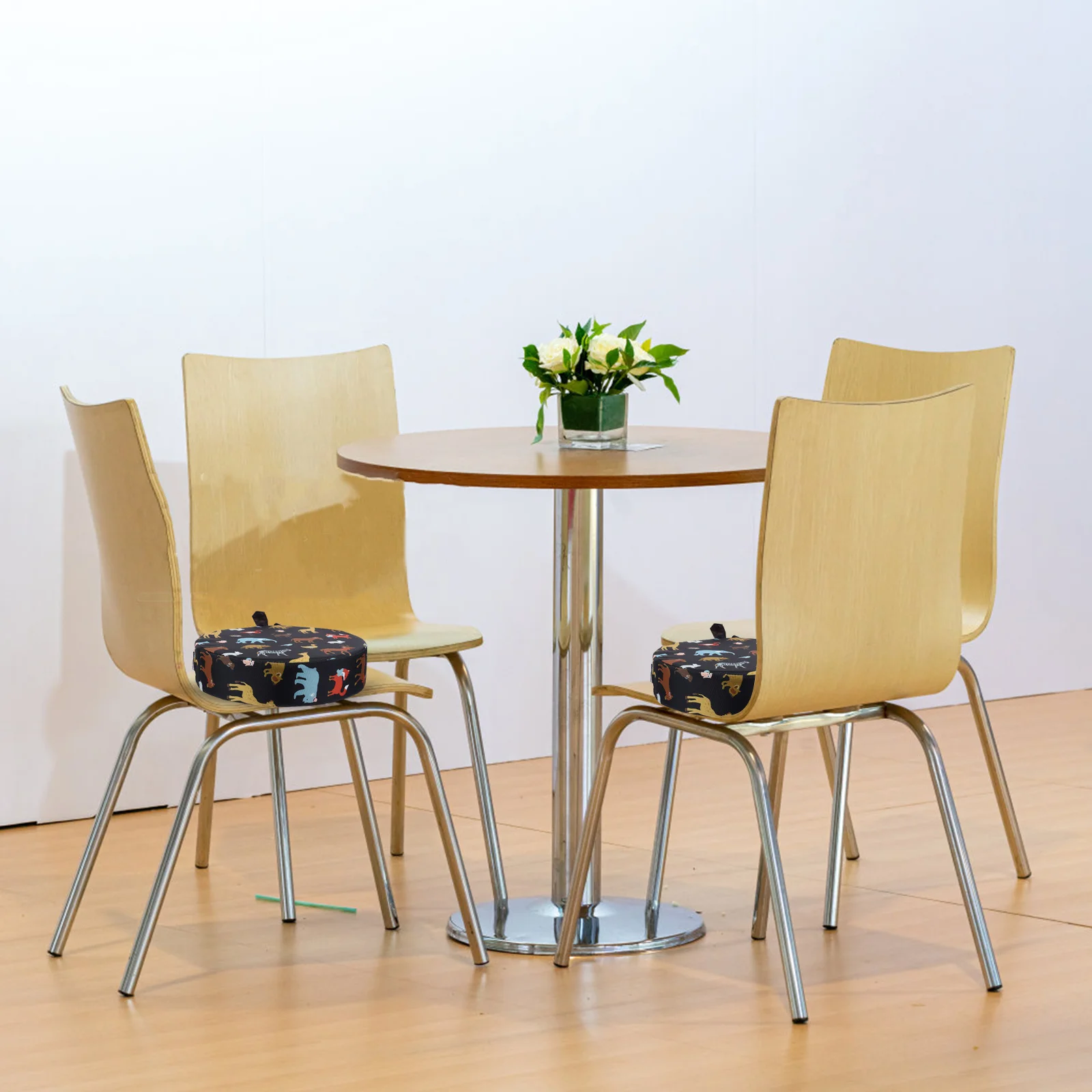 

1pc Children Chair Booster Pad Round Animal Pattern High Density Sponge Non-Slip Dining Seat Cushion For Kids Washable