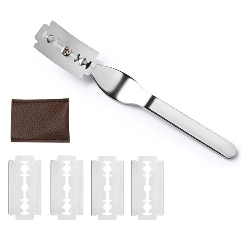 

1set Metal Handle French Bread Cutter Bread Scorer with Leather Bag 5 Blades Dough Scoring Slashing Tools 14.5cm