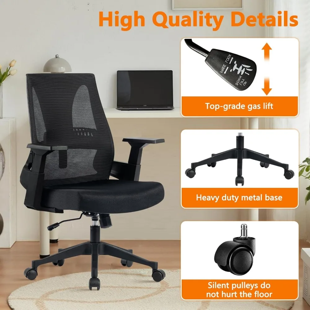 كرسي مكتب كبير وطويل من CLATINA بوزن 500 رطل، كرسي مكتب شبكي مريح عالي التحمل مع دعم قطني ومساند للذراعين، وحساب مقعد عريض