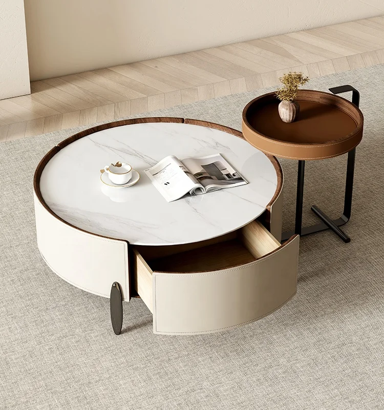 

Living Room Coffee Table Deluxe Modern Coffee Table Set Round Metal Coffee Table