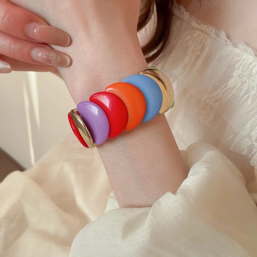 

Unique Irregular Chunky Bracelets Geometric Bohemian Acrylic Bangles Korean Ins Charm Retro Hand Ring Girls