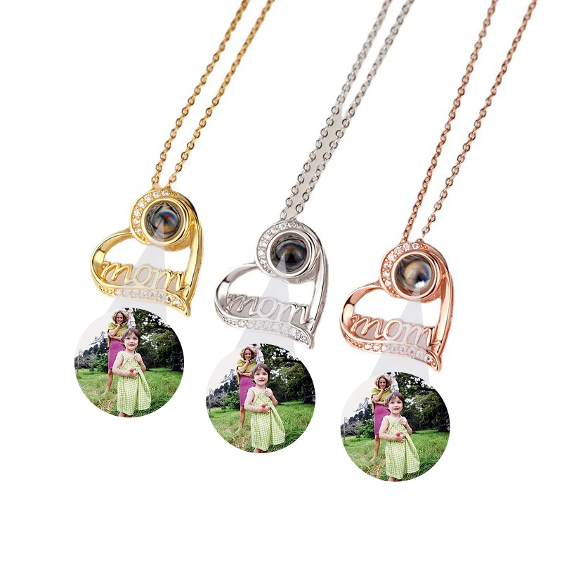 

Customized Photo Projection Necklace Heart Pendant photo Necklace-Mothers Day Gifts For Mom Valentines Day Birthday Mom Gifts