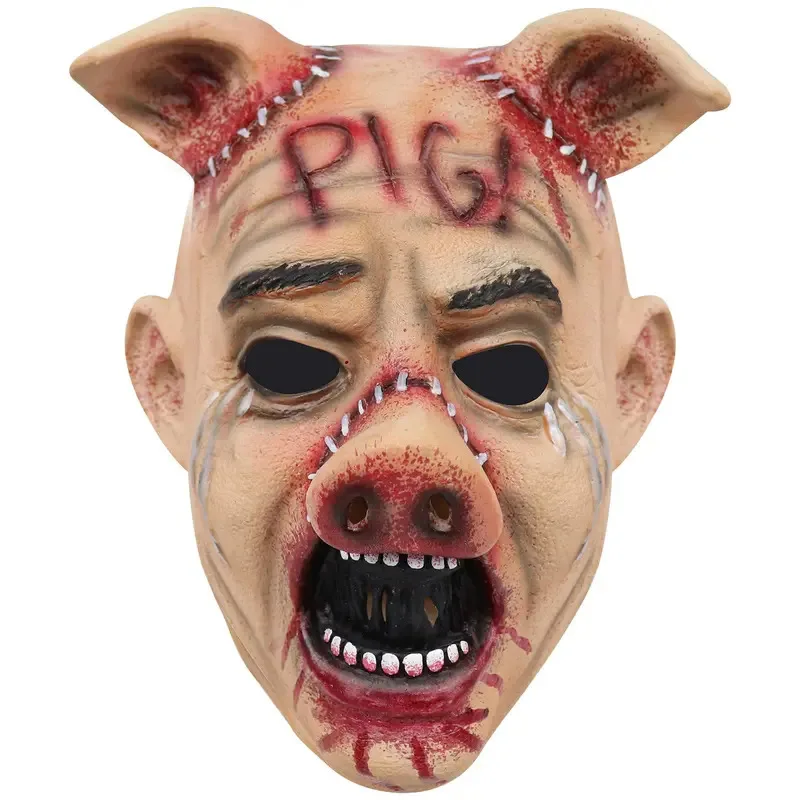 Scary Jigsaw Pig Horror Animal Latex Realistic Mask Halloween Costume Props sf/1