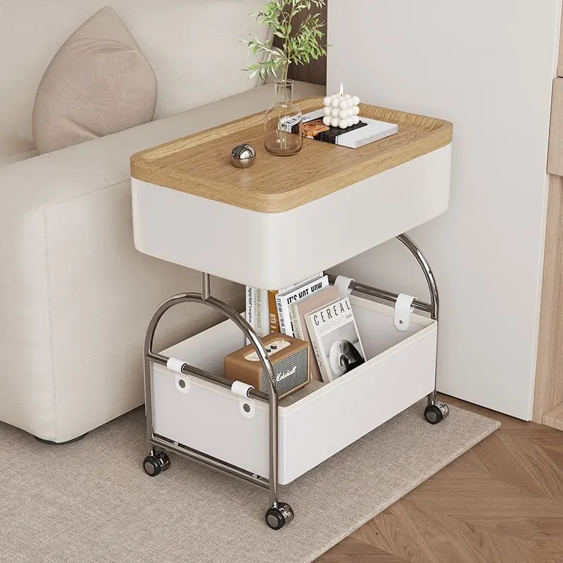 Mobile living room sofa cream creative simple shelf trolley coffee table bedside small table side cabinet bedroom
