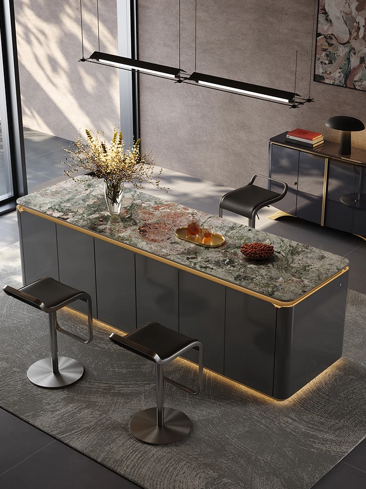LH high-end petal rock slab Nakajima platform integrated open kitchen partition bar table