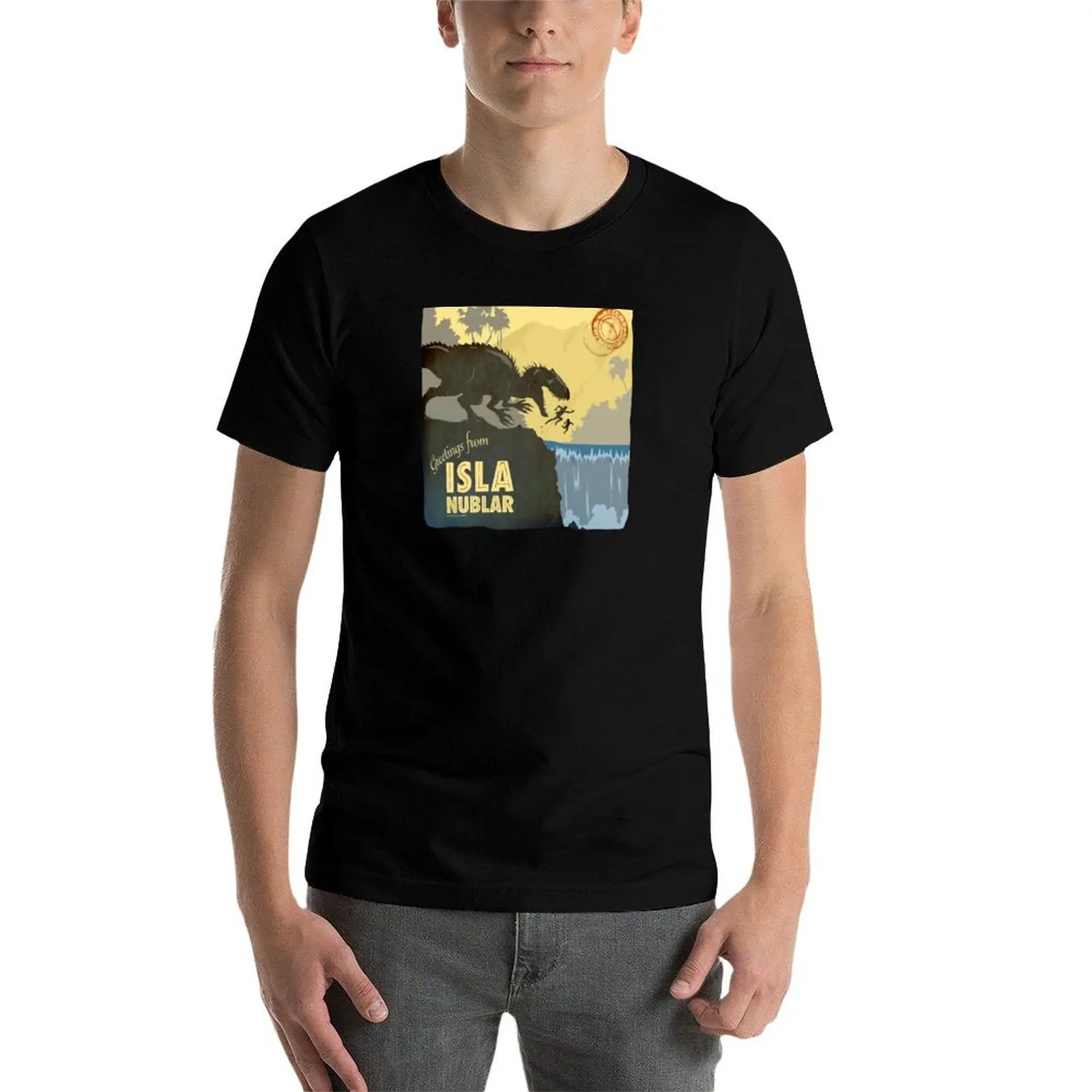 تي شيرت ISLA من القمصان - تي شيرت قطني للرجال Indominus Pack تحيات قطن (داكن) قمصان t Nublar man t Rex for