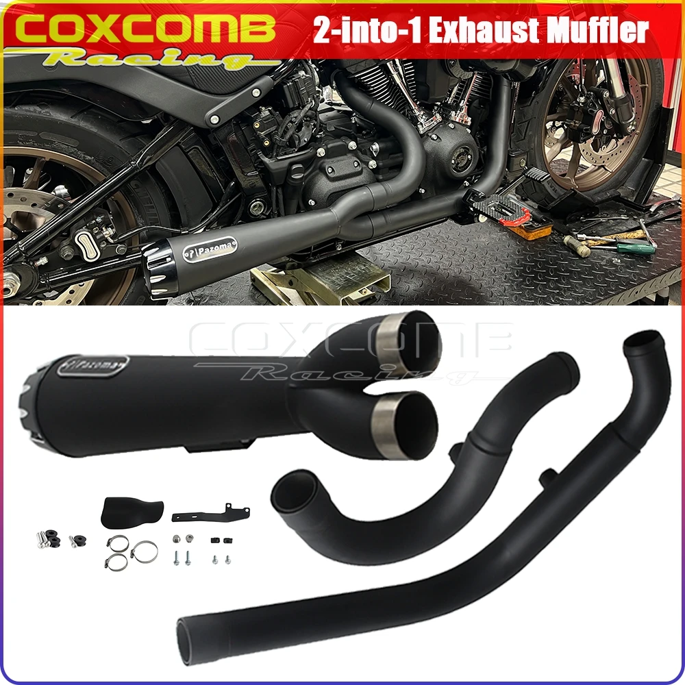 2-into-1 Exhaust Muffler System 304 stainless Steel Mufflers For Softail Low Rider ST FXLRST 117 2022-25 Low Rider S FXLRS 20-25