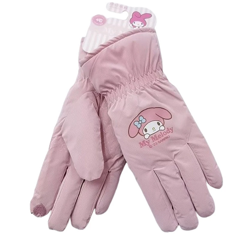 Sanrio Outdoor Touchscreen Warm Gloves Winter Women's Thick Woolen Gloves Windproof Waterproof Gloves For Riding Bicycles