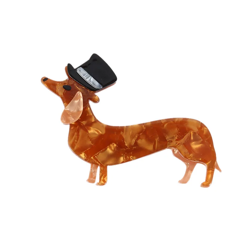 Broche acrílico do tema do animal, cão da salsicha, decorações bonitos, forma simples, acessórios do vestuário