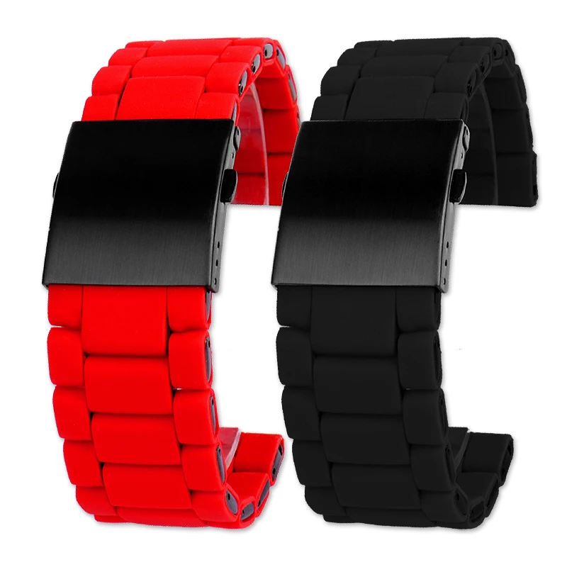 Stainless steel silicone Watchband For Casio PROTREK PRW-6600 PRG-600Y PRG-650 PRG-600 Waterproof 24m Folding buckle watch Strap