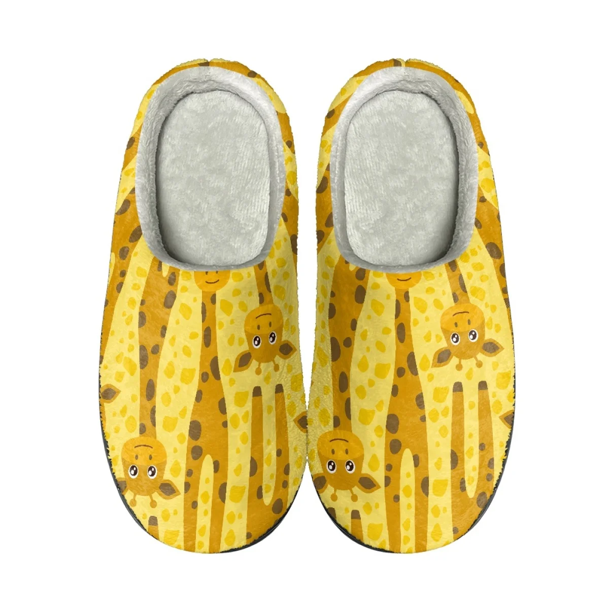 Kawaii Cartoon Giraffe Pattern Home Cotton Slipper for Woman Men Round Toe Flats Shoe Brand Design Dirt Resistant Plush Footwear