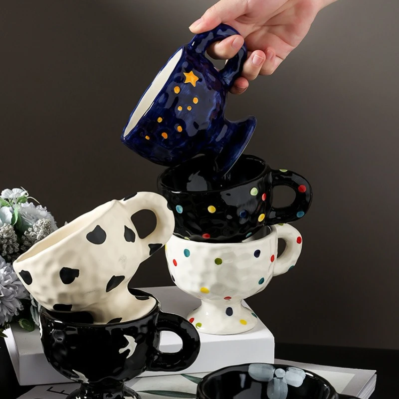 

1PC Ceramic Mug Simple Style Afternoon Tea Coffee Water Cup Handle Creative Decoration Personalized Household Items