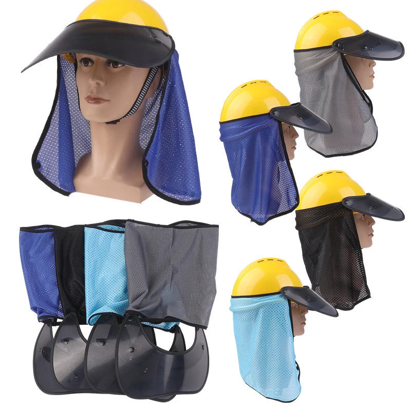 Summer Sun Shade Safety Helmet Neck Shield Helmets Reflective Stripe Safety Cap Hat For Construction Worker