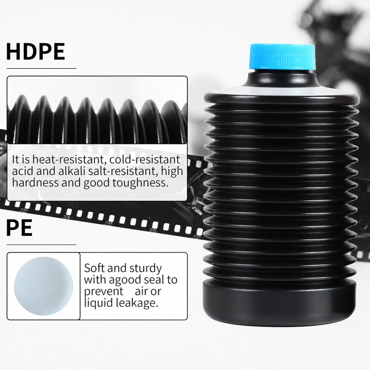 eTone 1000ml ściśliwa butelka chemiczna 120 135 4x5 negatywy Film Developer pojemnik na płyny Darkroom rozwijanie materiałów eksploatacyjnych — zdjęcie produktu 3