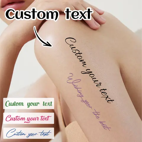 Custom Text Tattoo Stickers,Personalized Temporary Tattoo Stickers,Customized Fake Tattoos,Customizable Color Tattoo Phrases