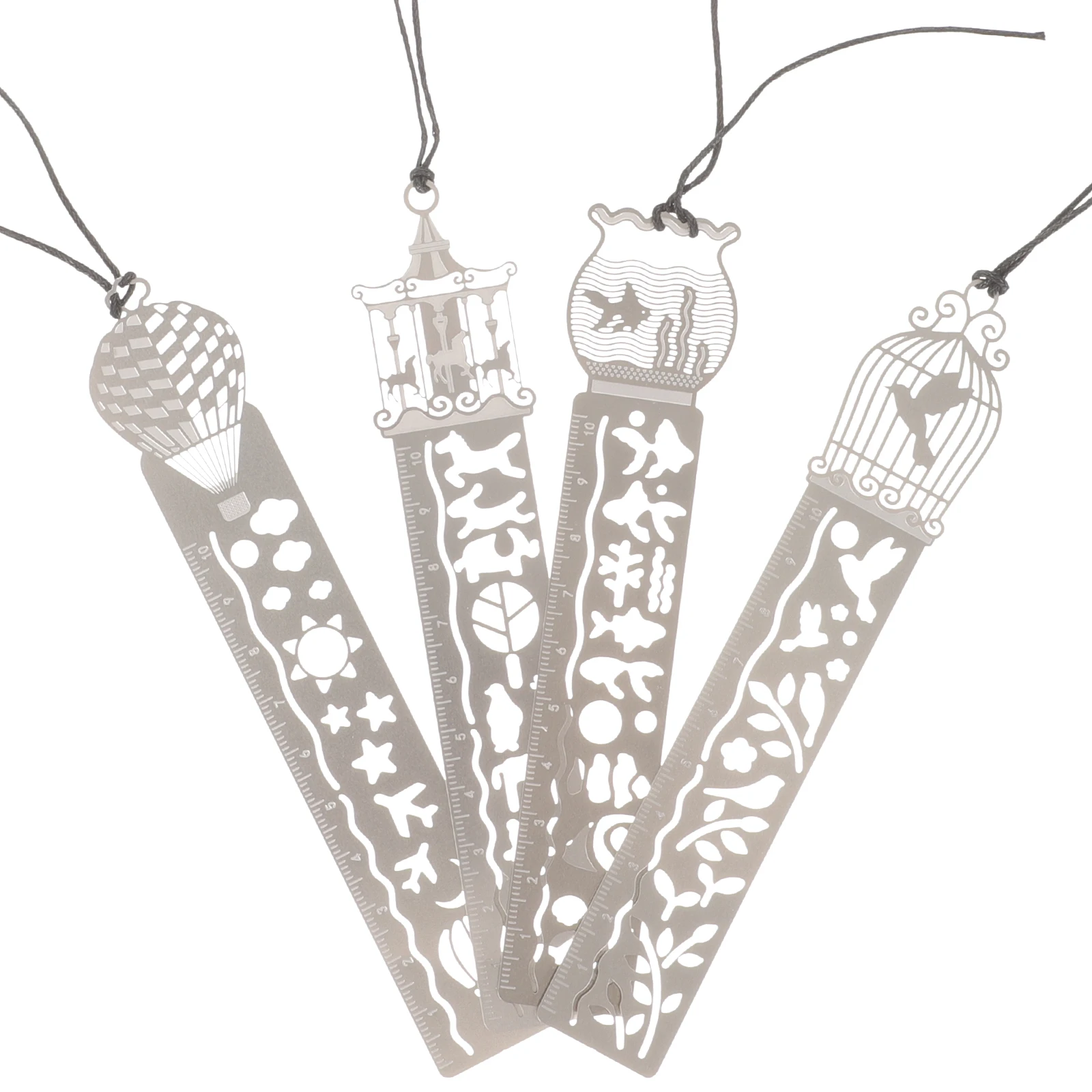 8 pezzi creativi in metallo segnalibro righello stencil non sbiadiscono bambini strumento di disegno di cancelleria per bambini per studenti file