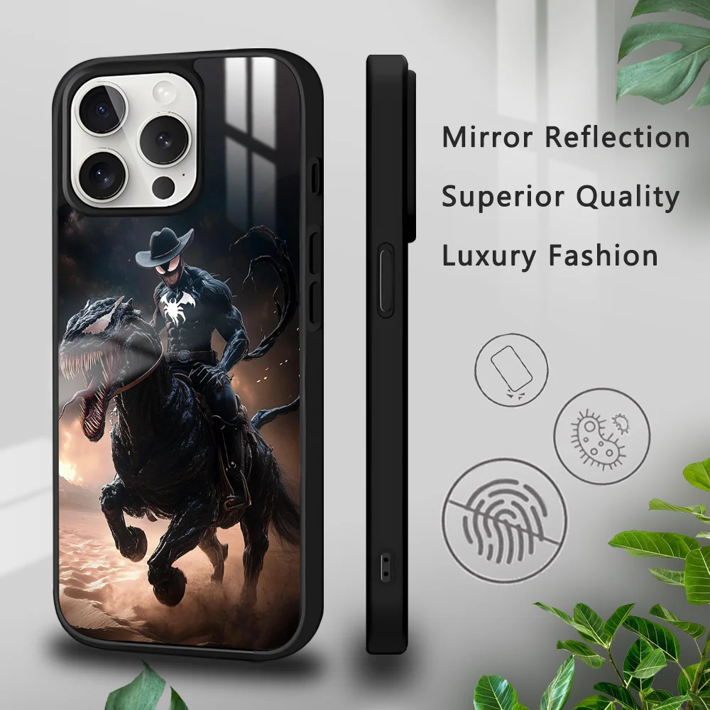 MINISO Venom Horse Phone Case For iPhone 16 15 14 13 12 11 Pro Xs Max Mini Plus Celulares Hard Funda