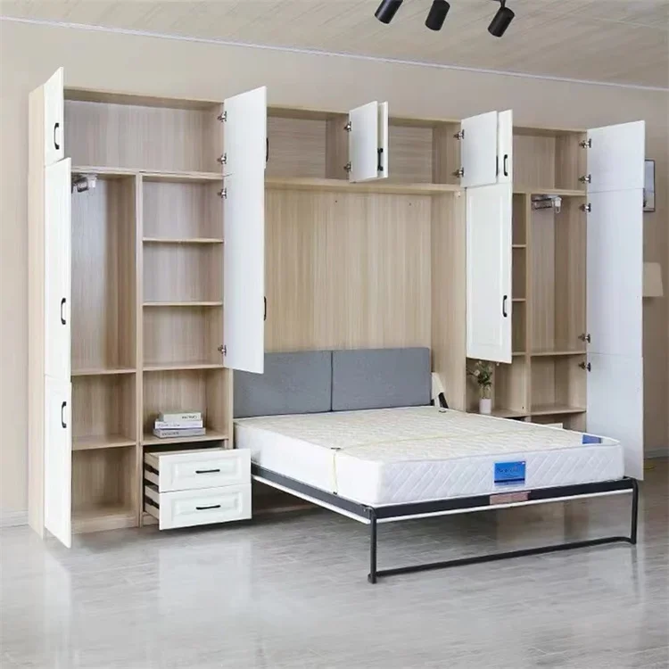hidden space saving furniture folding wall mounted bed